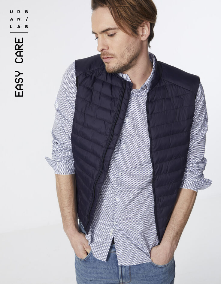 Blauw SLIM overhemd Albini® retromotief heren-1