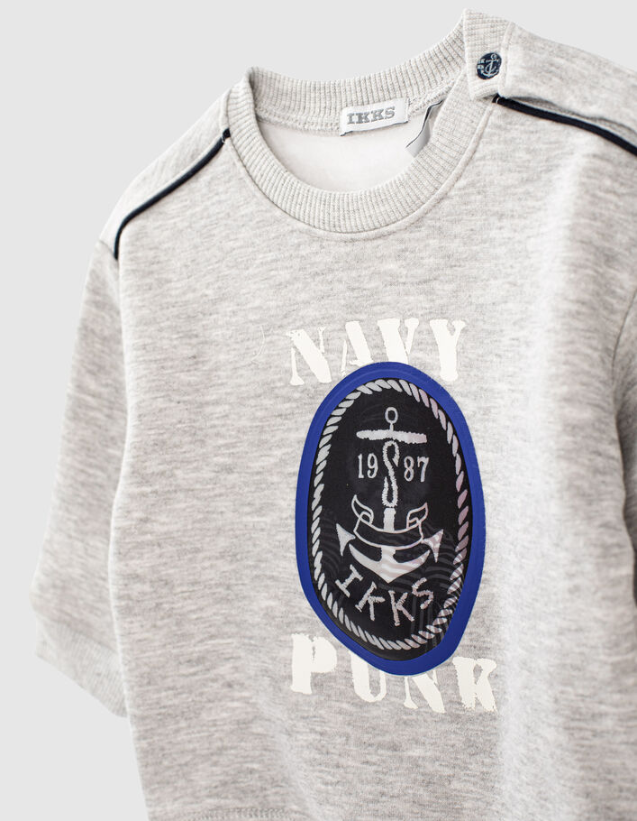 Sweat gris avec visuel lenticulaire lion-ancre bébé garçon-3