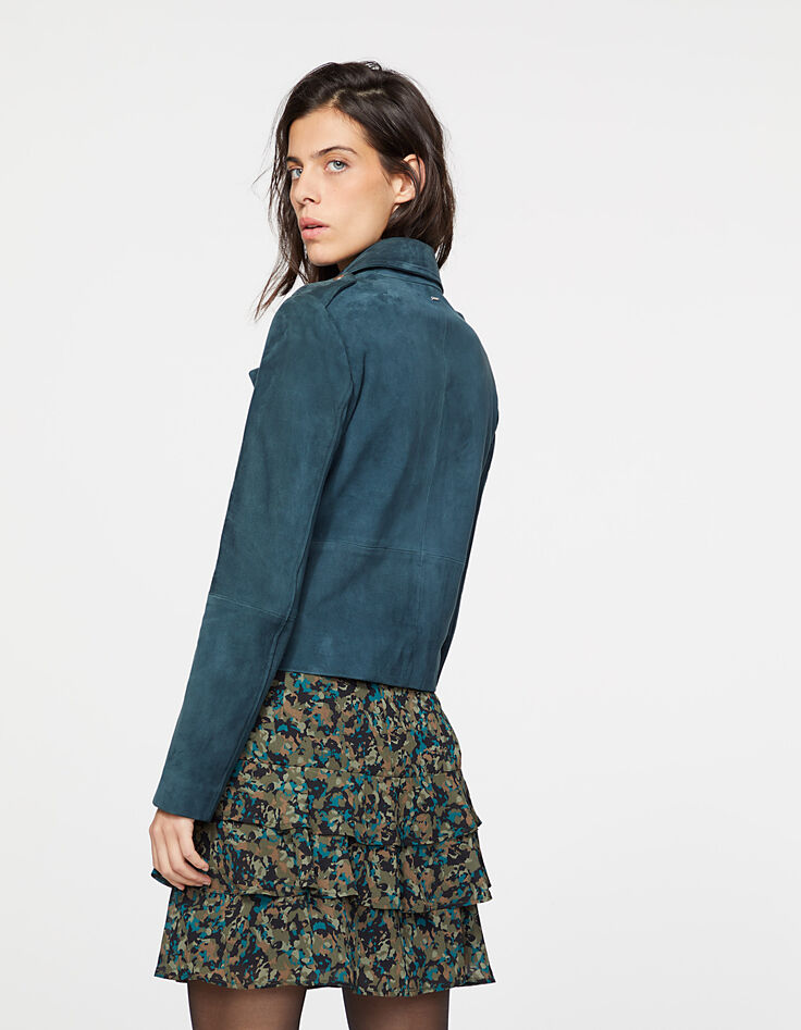 Cazadora verde de cuero de cabra mujer-3