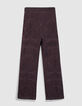 Pantalon large bordeaux motifs brod&eacute;s crochet Femme-8