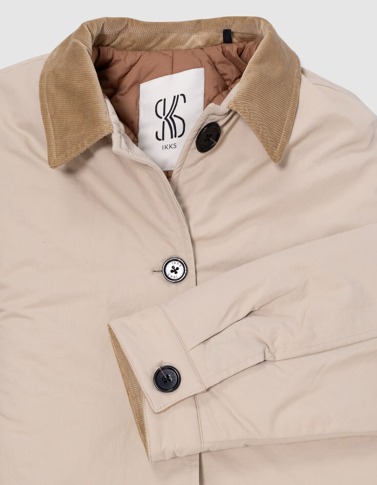 Girls’ beige trench coat with velvet collar-2