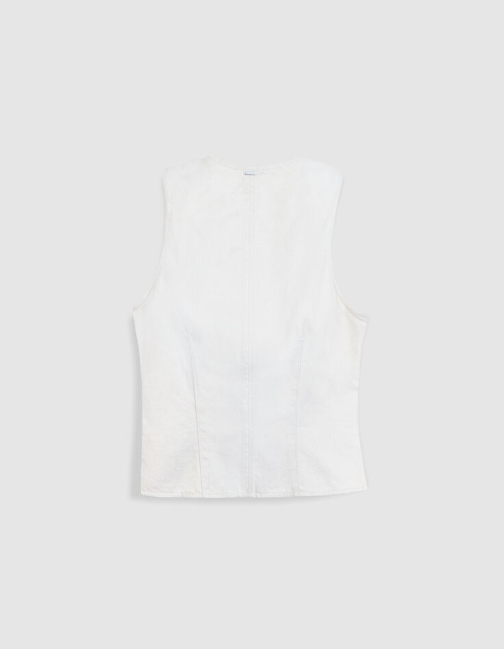 Women's ecru denim cross-over top-6