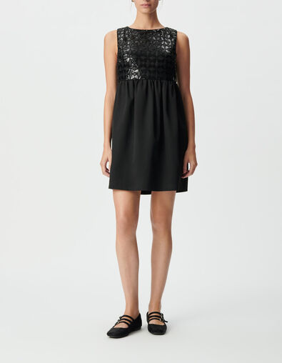 Vestido negro bordados lentejuelas gr&aacute;ficas mujer - IKKS