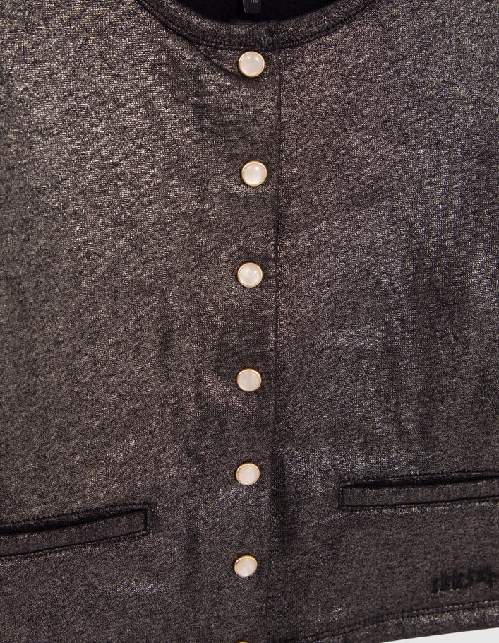 Girls’ champagne press stud sweatshirt fabric cardigan-6