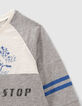 Grijs T-shirt biokatoen colorblockstijl jongens-5
