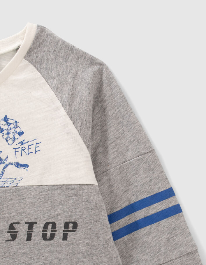 Boys’ grey colour block-style organic cotton T-shirt - IKKS
