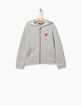 Cardigan gris à capuche sequins fille-2