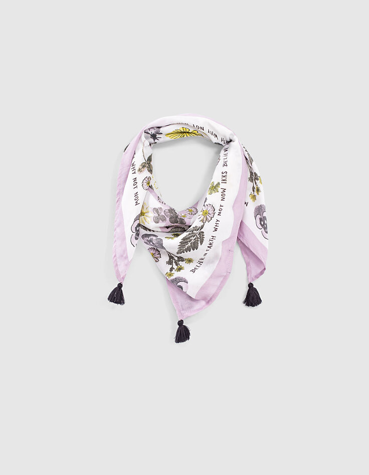 Girls’ ecru flower print square scarf-1