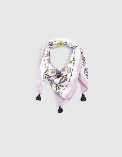 Girls’ ecru flower print square scarf - IKKS