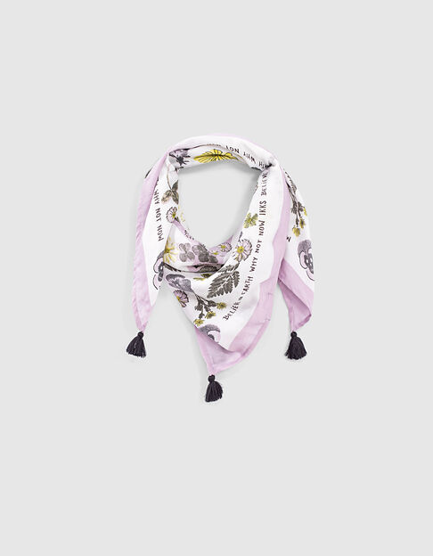 Girls’ ecru flower print square scarf