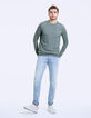 Pull blue green en maille chinée Homme-6