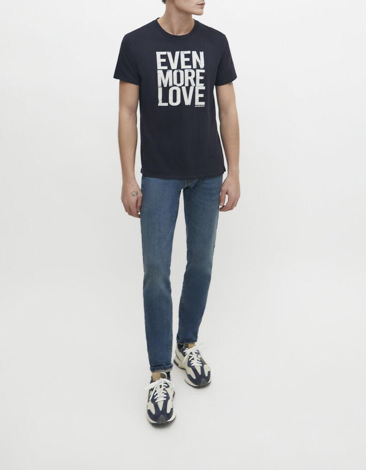 Tee-shirt marine &agrave; message Homme-6