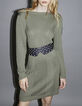Vestido corto caqui punto juego puntos espigas mujer-6