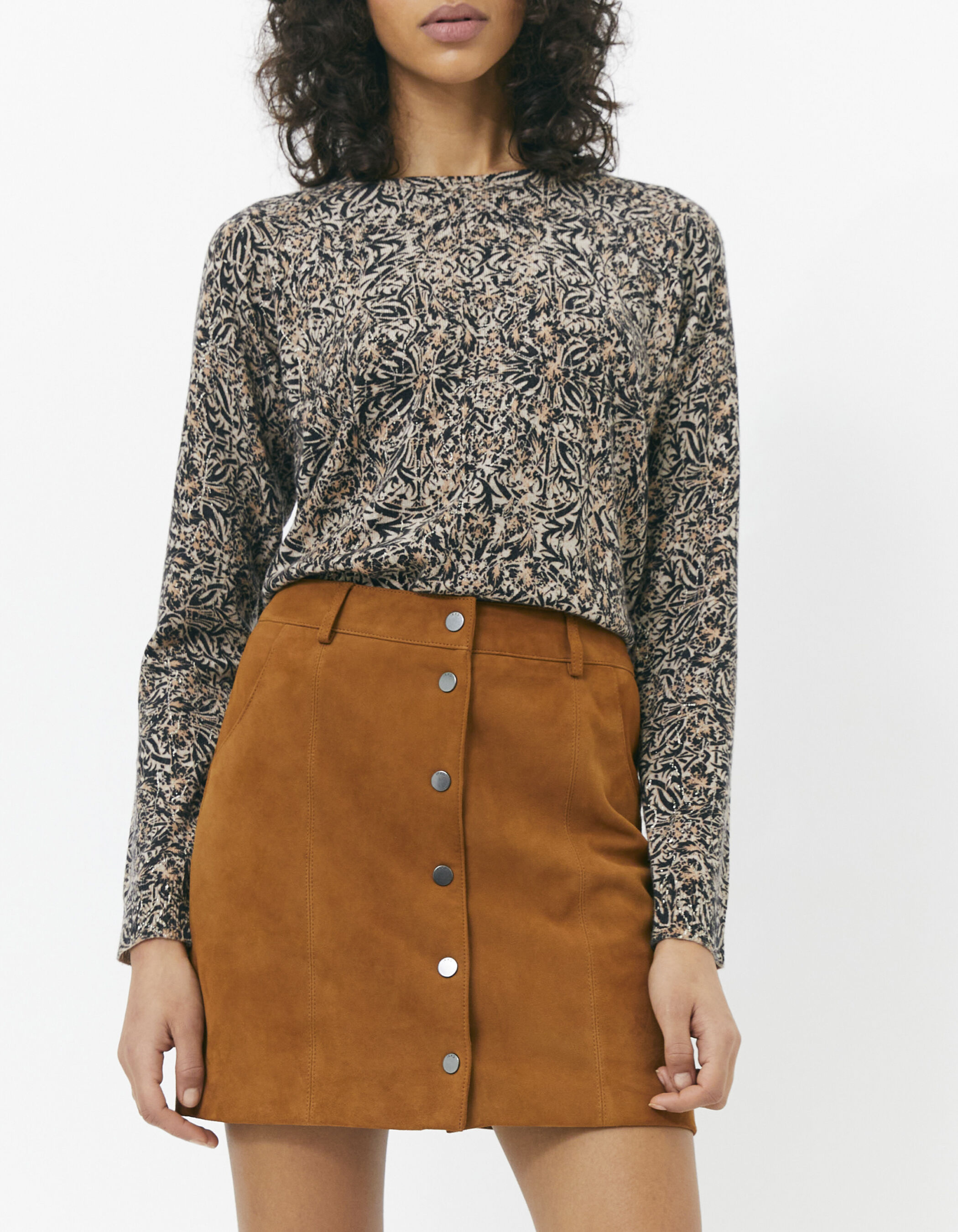 Black and hot sale brown suede skirt