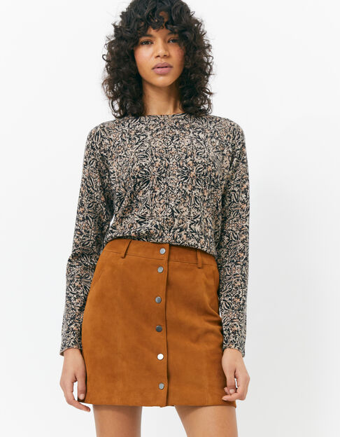 Women’s brown suede straight skirt