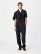 Camisa negra de manga corta de tejido plisado para Hombre-3