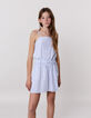 Blue stripes belted jumpsuit for girl-2
