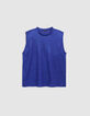 Elektrisch-blaues Leinen-T-Shirt aus Folienstrick für -6
