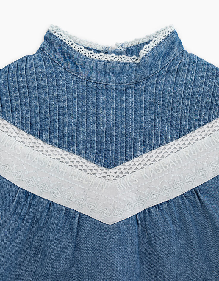 Girls&rsquo; light blue blouse with lace-2