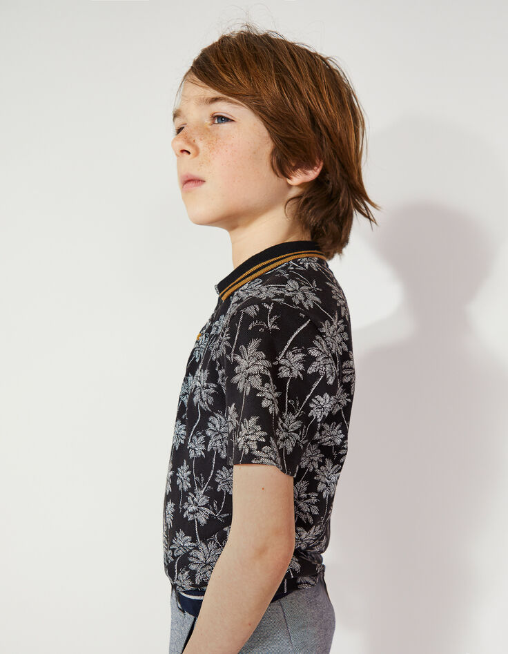 Polo negro con estampado palmeras niño -1