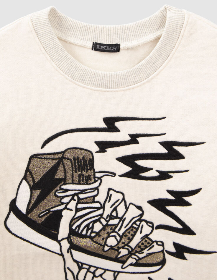 Jungen-Sweatshirt creme, Skelett-/Turnschuhabbildung-2