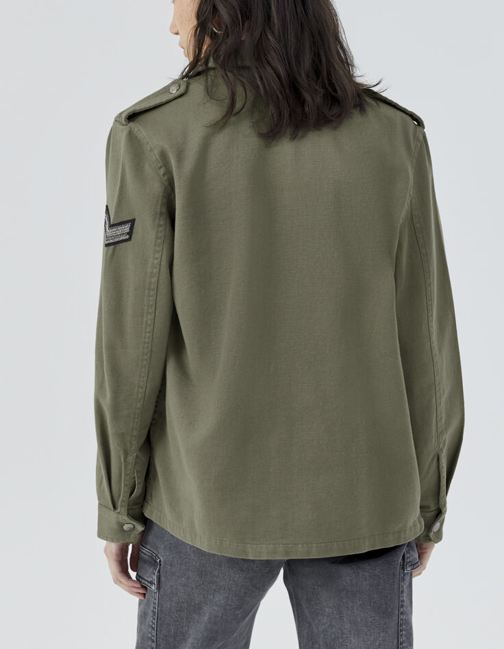 Damen-Safarijacke, Khaki, schwarzes Schmetterlingsmotiv-3