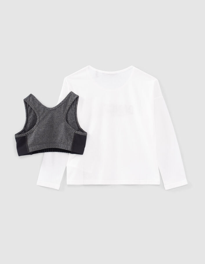 2-in-1 wit T-shirt en grijze bustier meisjes-3