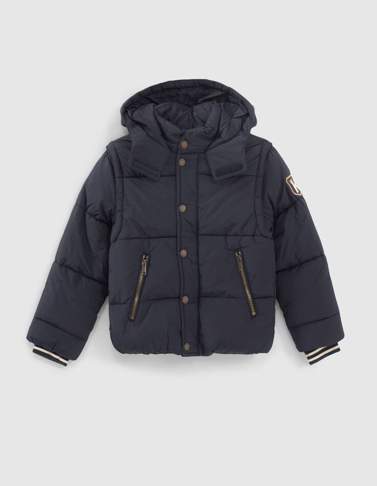 Doudoune navy fourrée à capuche navy garçon-1