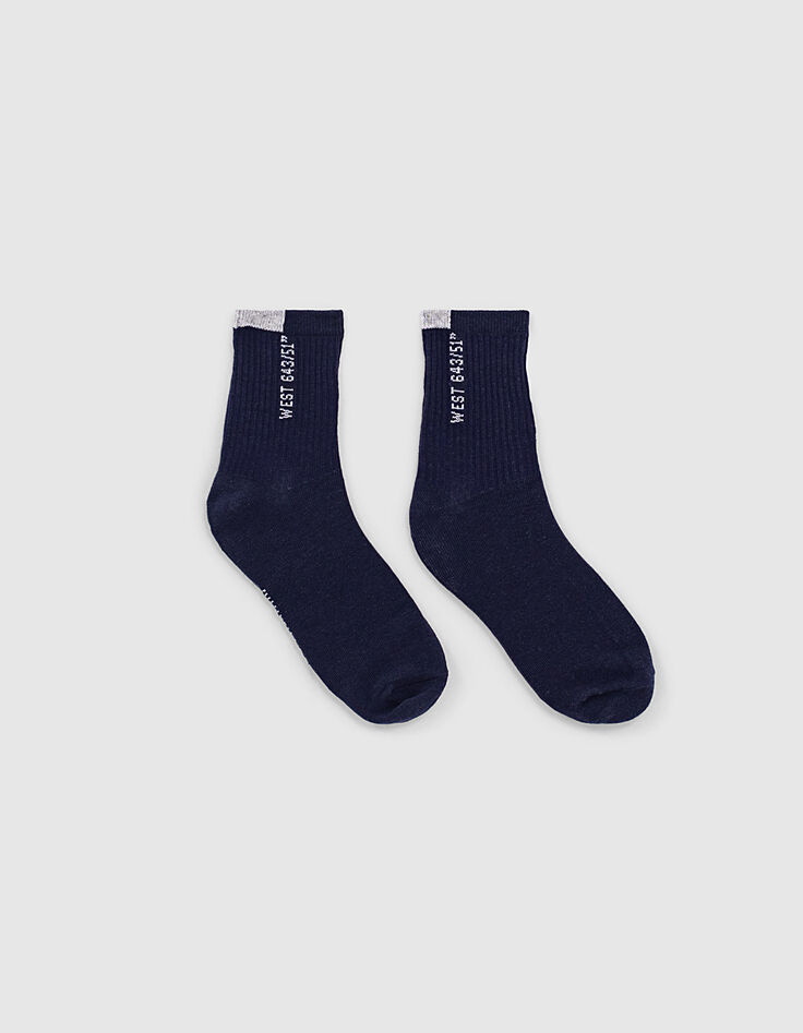 Chaussettes navy et grises côtelées garçon -2