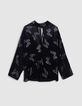 Schwarze Schmetterlingsbluse aus Jacquard f&uuml;r Damen-6
