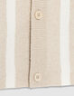 Camisa de punto beige de manga corta con rayas anchas-8