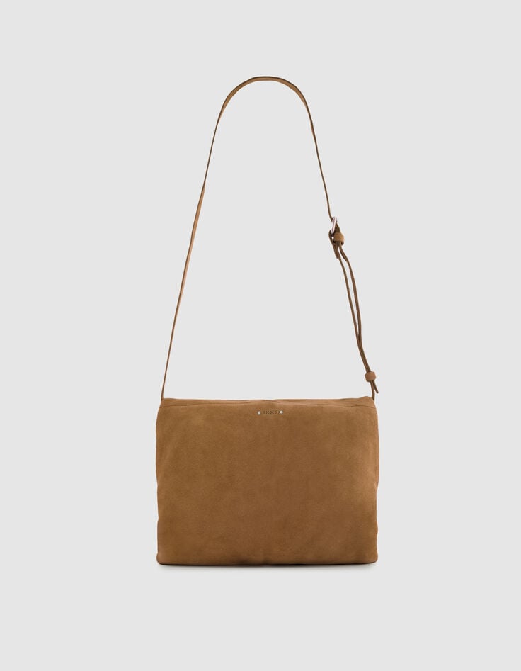 Messenger tas camel leer Fluwelen Dames-4
