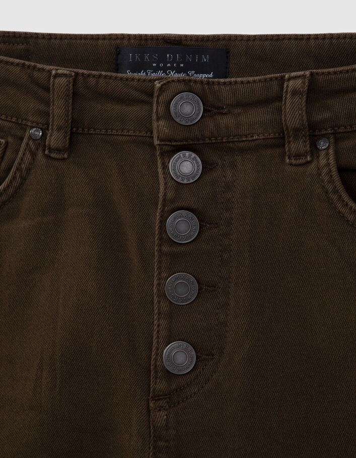Gerade Waterless Damen-Jeans Algengrün mit Knopfverschluss - IKKS