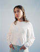 Cremewei&szlig;er M&auml;dchen-Kapuzen-Strickpulli mit Pr&auml;gemotiv -5
