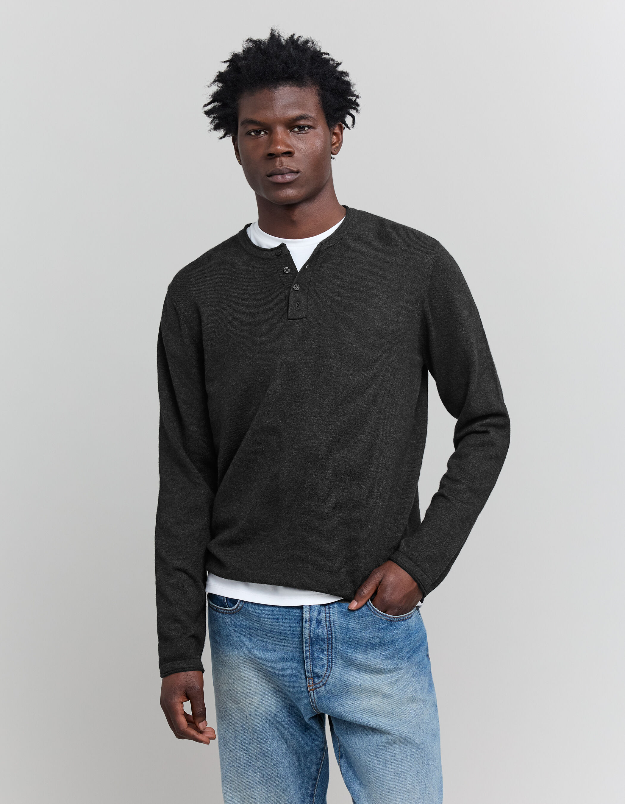Men's charcoal crew neck jumper cheap