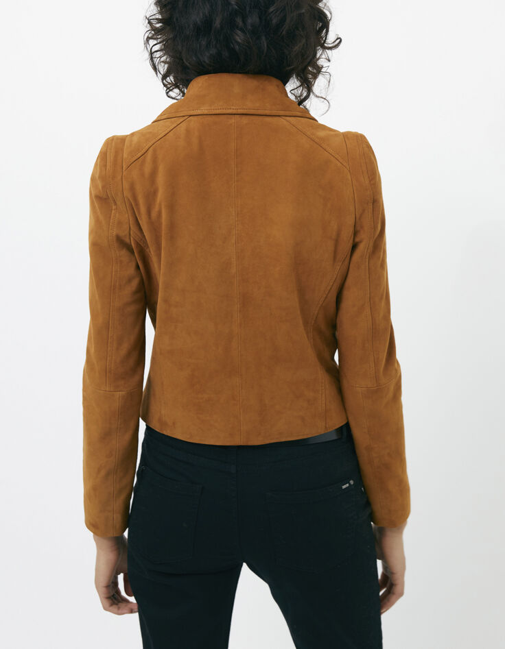 Women’s brown leather jacket with pagoda shoulders-2