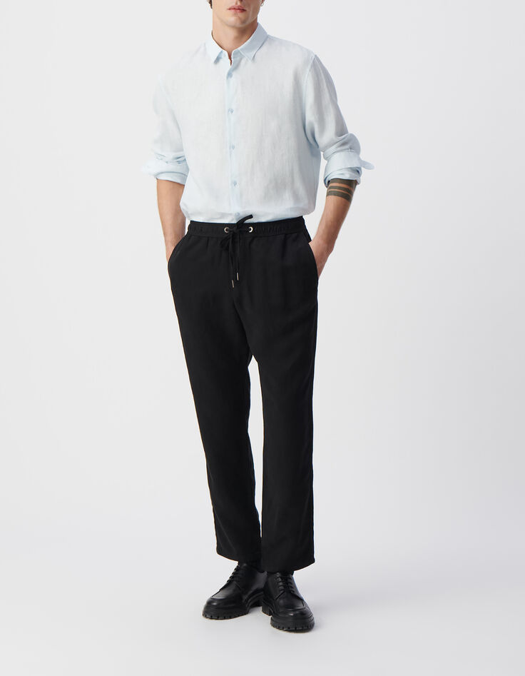 Himmelblaues Herrenhemd im SLIM-Fit, Leinen-1