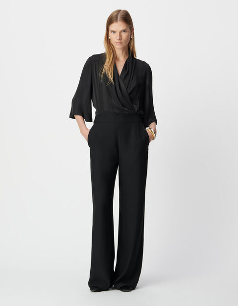 Combinaison bi-matière noire avec haut fluide Femme - IKKS