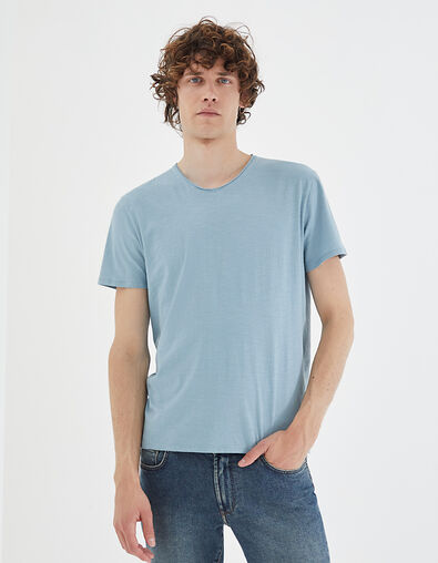 Tee-shirt L'Essentiel ice blue à col V Homme - IKKS
