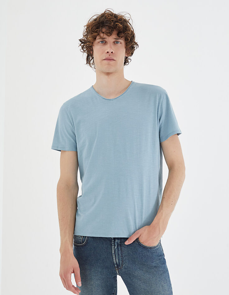 Tee-shirt L'Essentiel ice blue à col V Homme-1