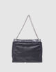 Sac THE 1. noir cuir embossé effet python Taille XL Femme-3