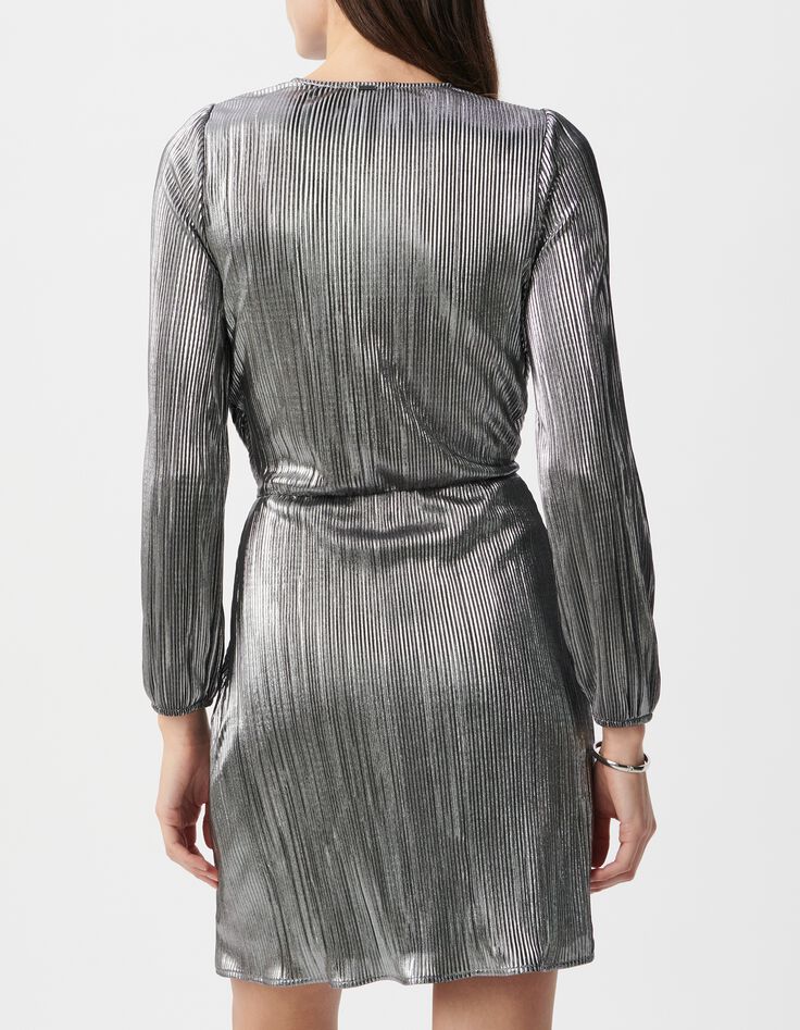 Robe noire métallisée plisssée Femme-3 Robe noire métallisée plisssée Femme-3