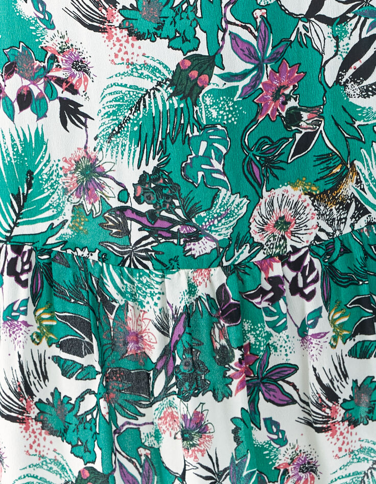 Women’s green plant print asymmetric skirt-4