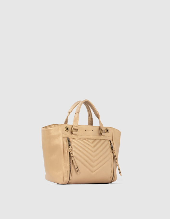 Sac LE 1440 MEDIUM GOLD matelassé chevrons femme-2
