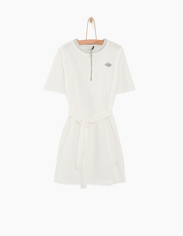 Cremewei&szlig;es M&auml;dchenkleid aus Piqu&eacute;-1
