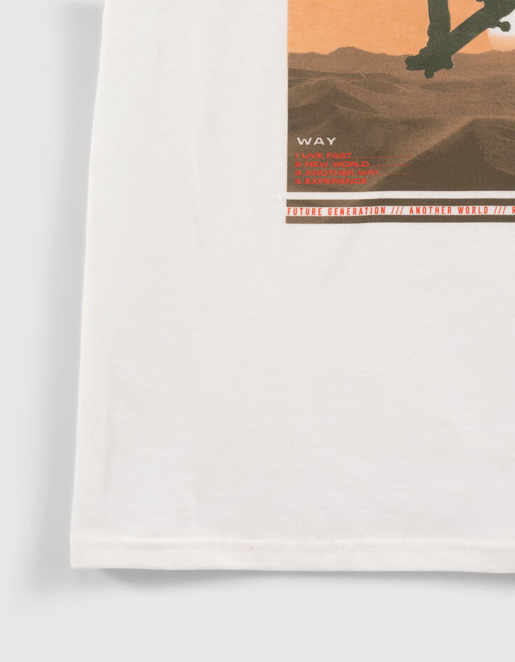 T-shirt blanc bio visuel skateur gar&ccedil;on-5