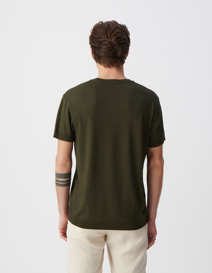 Men’s khaki cotton modal crew neck T-shirt-3