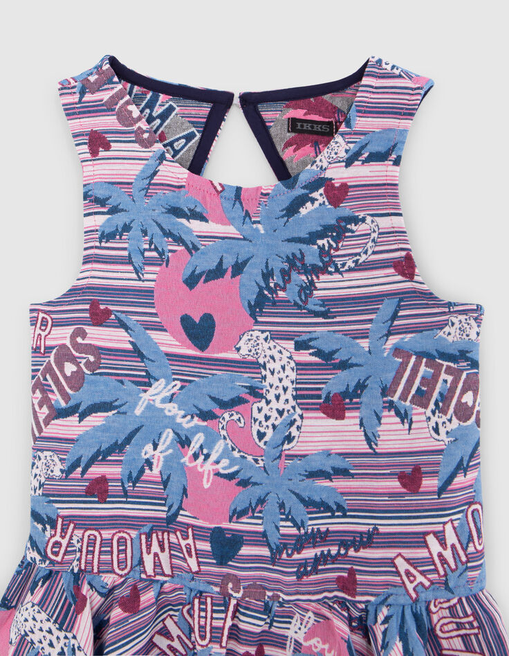Witte jurk jacquard palmen-luipaarden meisjes-2