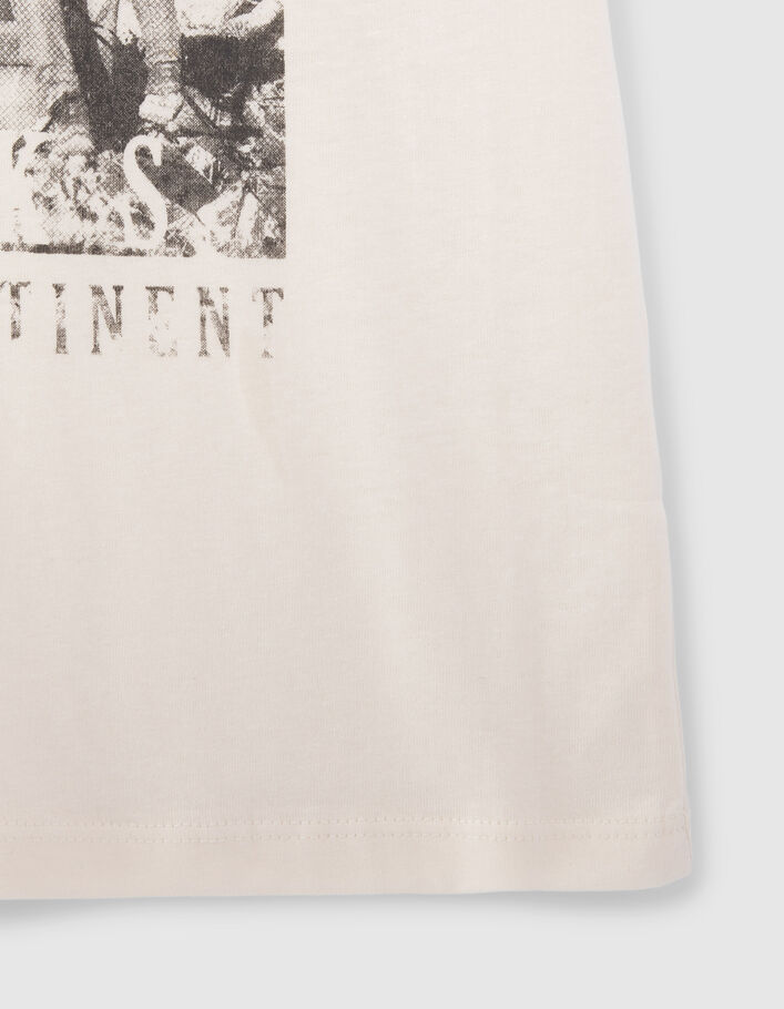 Cremeweißes T-Shirt aus Biobaumwolle, Gitarren-Löwen-Motiv - IKKS