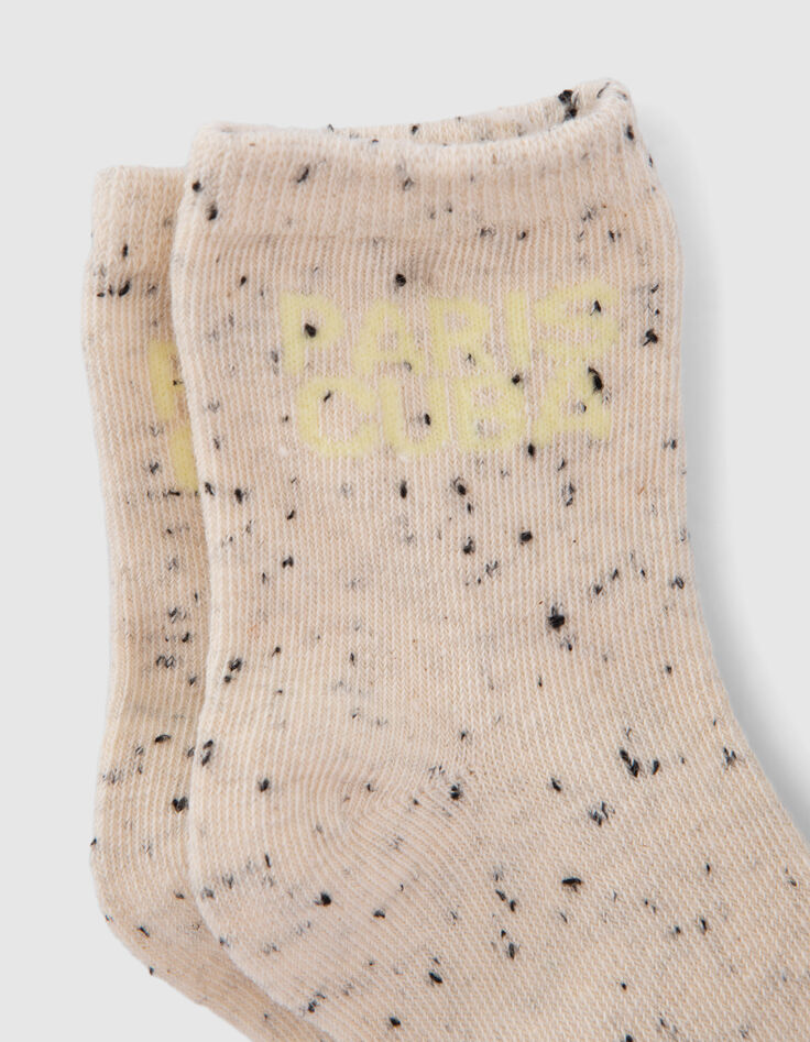 Chaussettes vertes et écrues à doupions bébé garçon-3